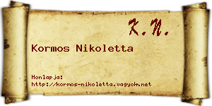 Kormos Nikoletta névjegykártya